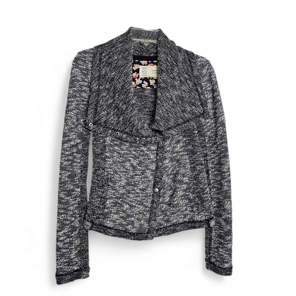 Anthropologie Saturday Sunday Womens Knit Moto Style Cozy Sweater Jacket Size XS